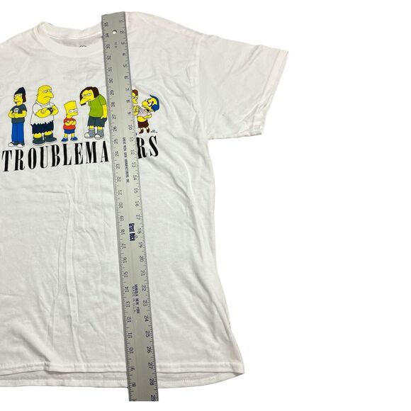 The Simpsons T-Shirt Adult M White Trouble Makers Bart Millhouse Nelson Bully - Picture 2 of 7